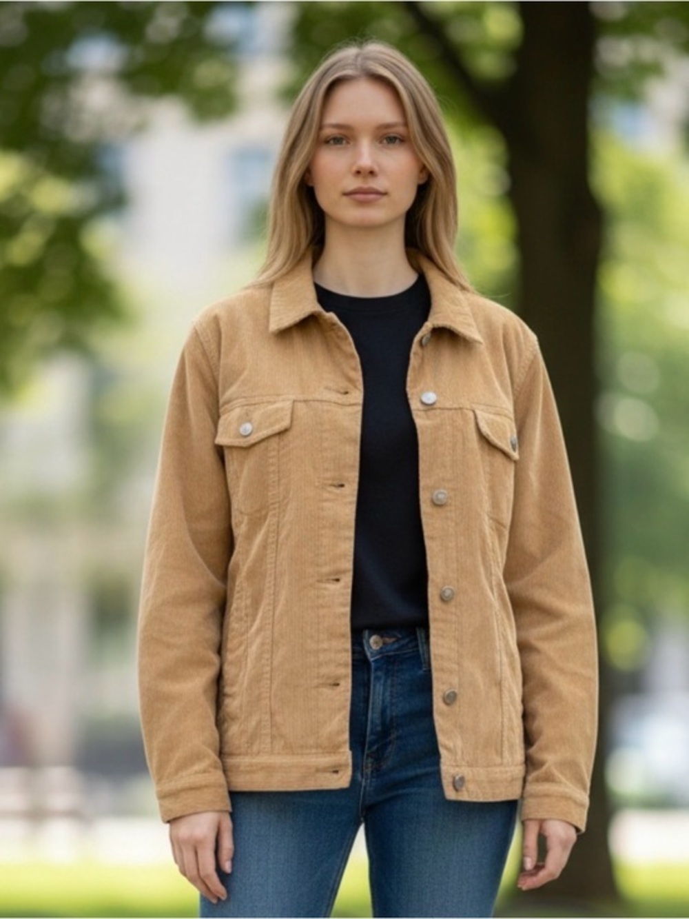 🫶🏻 Denim & Co QVC Women’s Tan Corduroy Jacket - Classic Button-Up